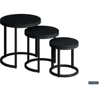 Molecule Lot de 3 tables basses Amana Ø45 cm-bois de mango noir