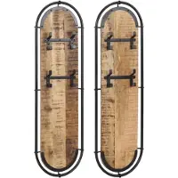 vidaXL Porte-manteaux muraux 4 crochets 2pcs bois massif manguier brut