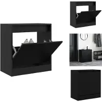 vidaXL Armoire à chaussures noir 60x34x63,5 cm bois d'ingénierie