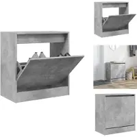 vidaXL Armoire à chaussures gris béton 60x34x63,5 cm bois d'ingénierie