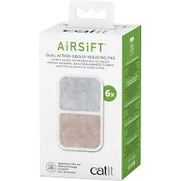 Catit Airsift Dual Action Odour Reducing Filter Pad 6 Units Blanc