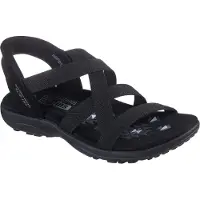 SKECHERS Slip-Ins: Reggae Slim Sandalen Plat - Zwart - Maat 39