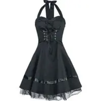 H&R London Robe courte Gothic de - Robe Lacée En Coton - S - XXL - pour Femme - noir - Taille L