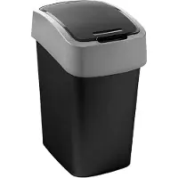 Curver Poubelle PACIFIC FLIP BIN, 25 litres, 34x26x47 cm, noir/gris, pour déchets