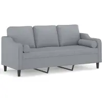 vidaXL Canapé 3 places avec oreillers gris clair 180 cm tissu