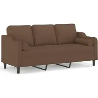 vidaXL Canapé 3 places avec oreillers décoratifs marron 180 cm tissu