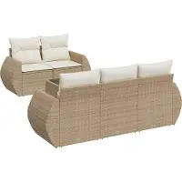 vidaXL Ensemble de salon de jardin 6 pièces avec coussins Beige Poly Rattan