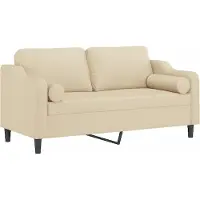 vidaXL Canapé 2 places avec oreillers décoratifs crème 140 cm tissu