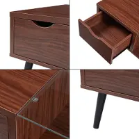 En.casa Table basse « Markaryd » avec tiroir 110 x 50 x 40 cm aspect noyer