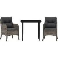 vidaXL Ensemble de jardin 3 pièces avec coussins Gris Poly rotin