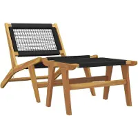 vidaXL Chaise de jardin avec repose-pieds en teck massif et polyester