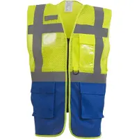 Yoko Gilet de travail haute visibilité Top Cool "Management" Jaune / Royal XL