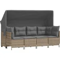vidaXL Ensemble de salon de jardin 5 pièces avec coussins Beige Poly Rattan