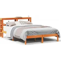vidaXL Cadre de lit avec tête de lit sans matelas brun cireux 140x190 cm