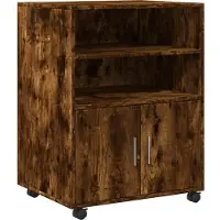 vidaXL Armoire à roulettes chêne fumé 60x48x81 cm bois d'ingénierie