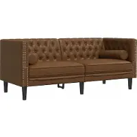 vidaXL Canapé Chesterfield avec traversins 2 places similicuir daim