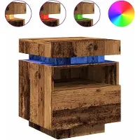 vidaXL Armoires de chevet et lumières LED 2pcs vieux bois 40x39x48,5cm