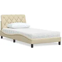 vidaXL Lit avec matelas crème 120x200 cm Tissu