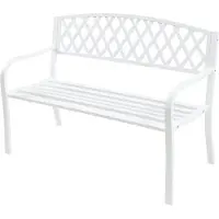 Casa.pro Banc de jardin 'Opsasar' pour 2-3 personnes acier 127 x 53,5 x 88 cm blanc