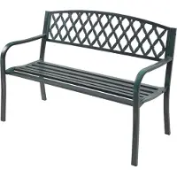 Casa.pro Banc de jardin 'Opsasar' pour 2-3 personnes acier 127 x 53,5 x 88 cm gris foncé avec patine verte