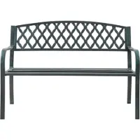 Casa.pro Banc de jardin 'Opsasar' pour 2-3 personnes acier 127 x 53,5 x 88 cm gris foncé avec patine verte