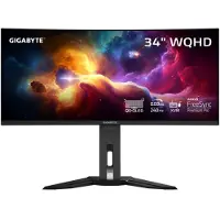 Gigabyte Moniteur de jeu courbé OLED WQHD MO34WQC2 de 34" - 3440 x 1440, 240Hz, 0.03ms, KVM, 250 cd/m², FreeSync Premium Pro, DisplayHDR True Black 400, HDMI 2.1, Displayport 1.4