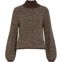 Vila Pull-over 'Vilory' brun foncé / blanc