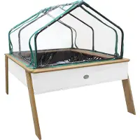 Axi Linda Table De Culture En Bois Avec Bac & Voile De Jardin | Potager Sur Pied / Jardinière Avec Serre En Marron & Blanc