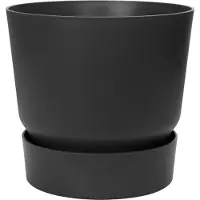 Elho Pot de Fleurs Circulaire en Plastique Noir Elho - Moderne Ø 47 cm