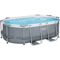 Bestway Steel Pro MAX Kit piscine à cadre avec pompe de filtration 305 x 200 x 84 cm, gris, ovale