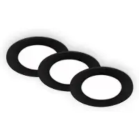 DI-KA Jeu de 3 lampes LED encastrables ultraplates 3W IP23 noir Ø8,6cm plastique Briloner