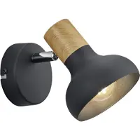 TRIO Applique murale imitation bois LATIKA noir et marron, 1xE14x10W, métal, dimensions : 17,5 x 12 x 10 cm, IP20, RL