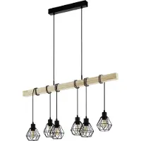 Eglo TOWNSHEND 5, Noir, Marron, Acier, Bois, Polyvalent, IP20, Classe I, Douille E27