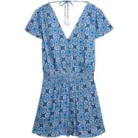 Superdry pour femme. W8011880A Ensemble imprimé bleu (XL), Casuel, Polyester, Manche courte