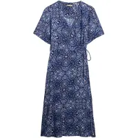 Superdry Femme Robe Midi Portefeuille Imprimée Bleu Marine Taille: 38