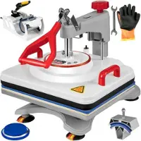 Sans marque Machine de pressage à chaud - Presse à chaleur 5 en 1 - Presse à transfert pour T-shirts, casquettes, tasses & plaques - cadre en aluminium & acier