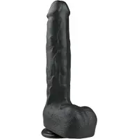 EasyToys - grand godemichet noir ventouse avec testicules (29,5cm)