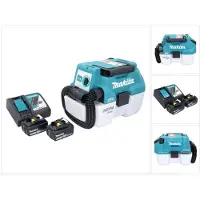 Makita DVC 750 LRT aspirateur sans fil LXT 18 V 67 mbar 7,5 l Brushless + 2x batterie 5,0 Ah + chargeur