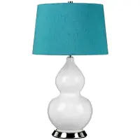Elstead Lighting Lampe de table en céramique Isla bleu et blanc, 1xE27x60W, céramique / plâtre, dimensions : 64x36x36 cm, IP20, Elstead