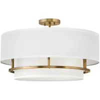 HINKLEY Plafonnier Graham en laiton laqué, 4xE14x40W, abat-jour en tissu, dimensions : 121,8 x 58,4 x 58,4 cm, IP20,