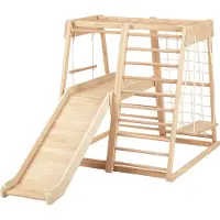 Sunny Mickie Tour D'Escalade Avec Toboggan, Balançoire Et Échelle De Corde En Bois Naturel | Structure D'Escalade D'Intérieur Pour Enfants Avec
