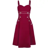 Voodoo Vixen Robe mi-longue Rockabilly de - Robe Rouge Claudia Seaside - XS - 4XL - pour Femme - rouge - Taille 4XL
