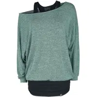 Forplay T-shirt manches longues de - Billie - S - XXL - pour Femme - noir/menthe - Taille S