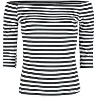 Forplay T-shirt manches longues Rockabilly de - Haut Manches Longues Rayé - M - XXL - pour Femme - noir/blanc - Taille M