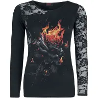 Spiral T-shirt manches longues Gothic de - Flaming Rose - M - XXL - pour Femme - noir - Taille M