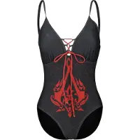 Assassin's creed Maillots de bain Gaming de - Emblème - S - XXL - pour Femme - noir/rouge - Taille L