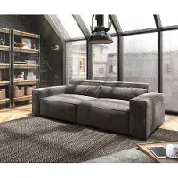 DELIFE Grand Canapé Sirpio 230x95 cm Microfibre Marron Kaki avec Tabouret
