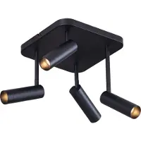 QAZQA Spot de plafond arrondi noir GU10 35mm 4 lumières orientable et inclinable - Kate
