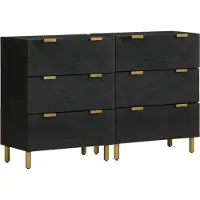vidaXL Buffets 2 pcs noir 60x33x75 cm bois d'ingénierie