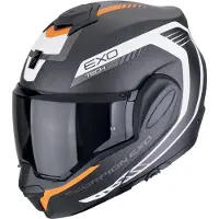 Scorpion EXO-Tech Evo Carbon Cosy Orange, casque modulaire ,Mat Noir/Blanc/Orange ,XS